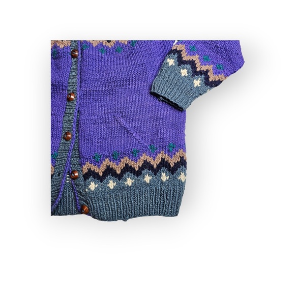 Vintage Sue Dille Designs Ecuadorian Handspun Wool Cardigan Sweater - Picture 4 of 6